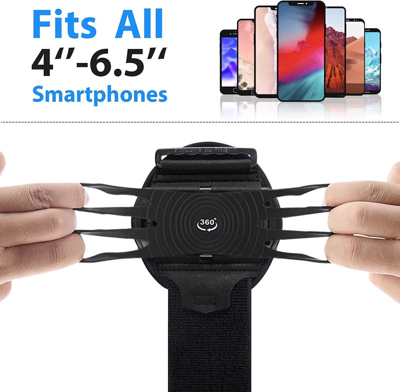 HLOMOM Running Phone Holder Armband for Phone, Detachable & 360Â°Rotated Sports Armband with Key Pocket for iPhone 16/15/14/13 Pro/12 Pro/XS/XR/8/7/6s Plus, for Samsung Galaxy 4''-6.5'' Cellphone - Image 2